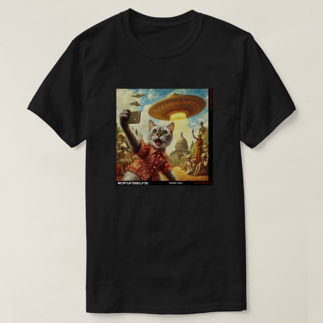 Katze UFO Selfie: Geschenk vom T - Shirt Kitten #0 (Design vorne)