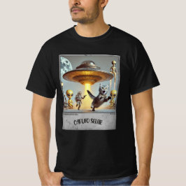 Katze UFO Selfie: Scared Kitty (Man T - Shirt) #01 T-Shirt