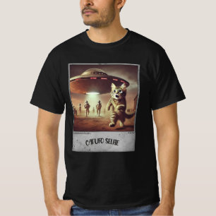 Katze UFO Selfie: Scared Kitty (Man T - Shirt) #02 T-Shirt