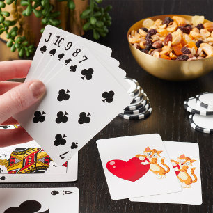 Katze Umarmen Herz Liebenswürdig Liebe Kätzchen Spielkarten