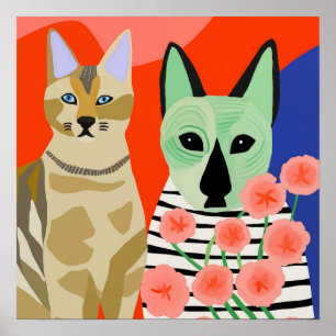 Katze und Alien-Katze Poster