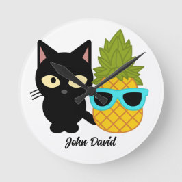 Katze und Ananas sind die besten Freunde, personal Runde Wanduhr