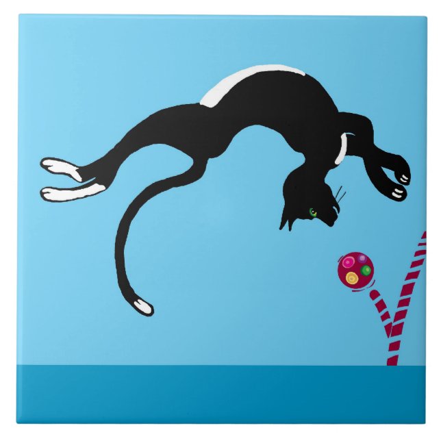 Katze und Ball Fliese (Vorderseite)