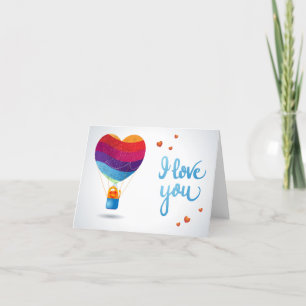 Katze und Ballon der Liebe Feiertagskarte