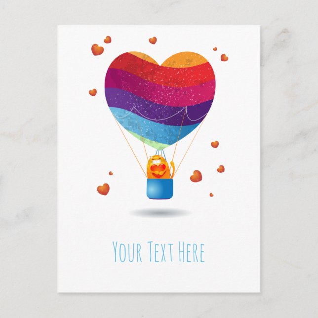 Katze und Ballon der Liebe Postkarte (Vorderseite)