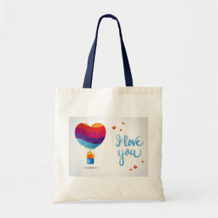 Katze und Ballon der Liebe Tragetasche