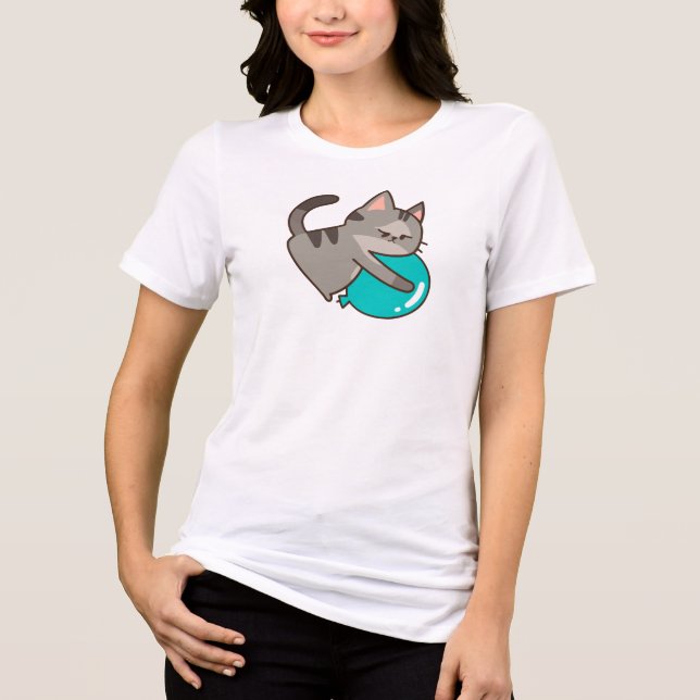 Katze und Ballon Tri-Blend Shirt (Vorderseite)