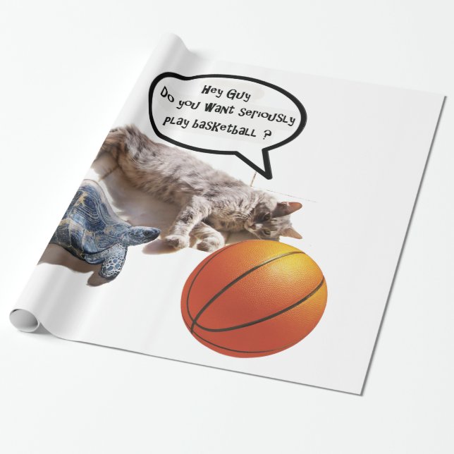 KATZE UND BASKETBALL GESCHENKPAPIER (Ungerollt)