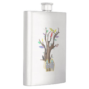Katze und Baum Flachmann