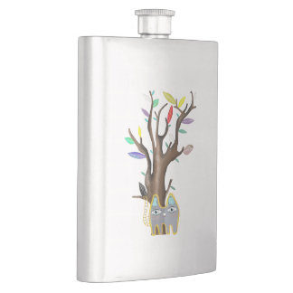 Katze und Baum Flachmann