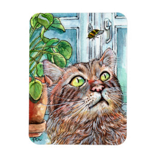 Katze und Biene Magnet