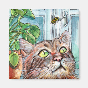Katze und Biene Magnet