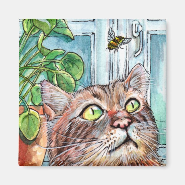Katze und Biene Magnet (Vorne)