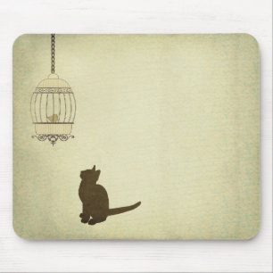 Katze und Birdcage Mousepad