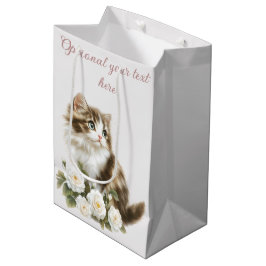 Katze und Blume Happy Birthday Wish Mittlere Geschenktüte
