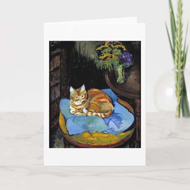 Katze und Blume in Vase, Suzanne Valadon Karte (Vorderseite)