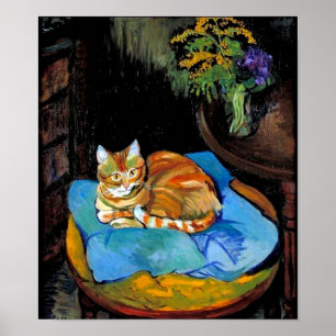 Katze und Blume in Vase, Suzanne Valadon Poster
