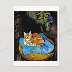 Katze und Blume in Vase, Suzanne Valadon Postkarte