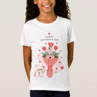 Katze und Blumen Design T-Shirt