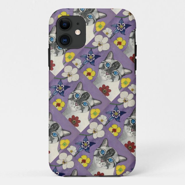 Katze und Blumen iPhone / iPad-Hülle Case-Mate iPhone Hülle (Rückseite)