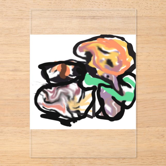 Katze und Blumen Spaß Acryleinladungen (Vorderseite)