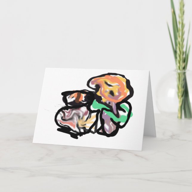 Katze und Blumen Spaß Karte (Vorderseite)