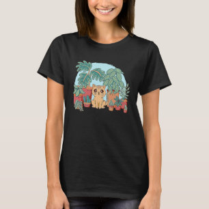 Katze und Blumen Süße Katze und Pflanze T-Shirt