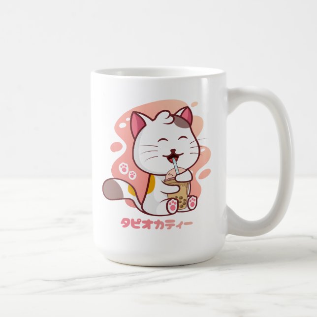 Katze und Boba Milk Tee Anime Kawaii Tasse (Rechts)