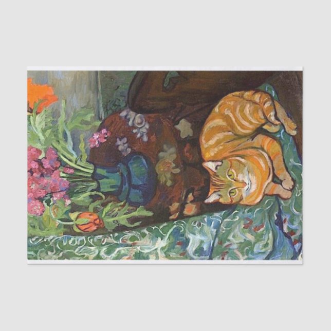 Katze und Bouquet, Suzanne Valadon Seidenpapier (Vorderseite)