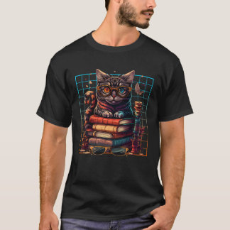 Katze  und Bücherwurm Buch  Bücher und Katzenfans  T-Shirt