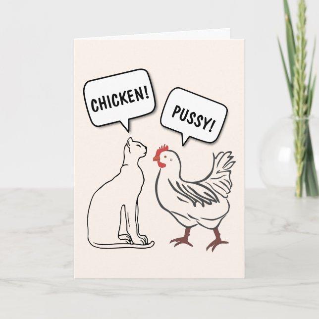 KATZE UND CHICKEN FUNNY BIRTHDAY GREETING CARD KARTE (Vorderseite)