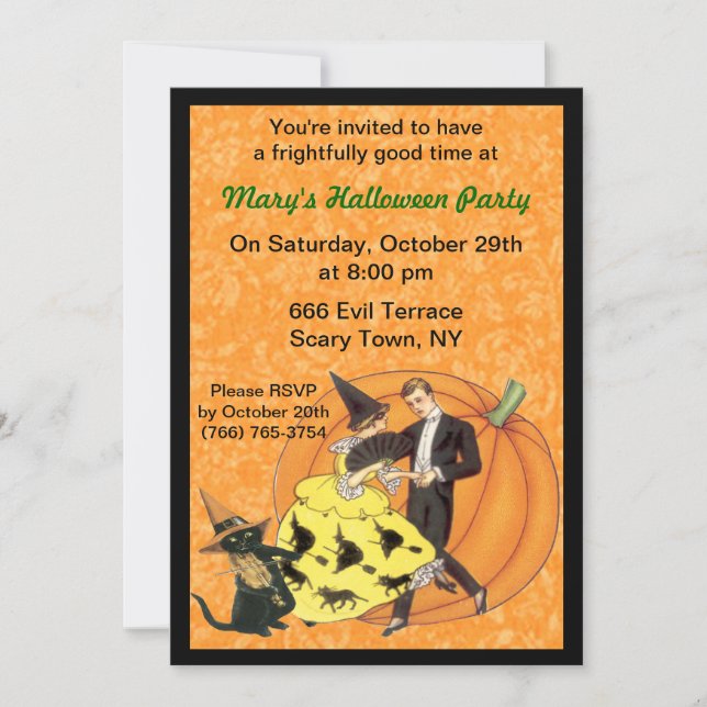 Katze und das Fiddle Halloween-Party Einladung (Vorderseite)