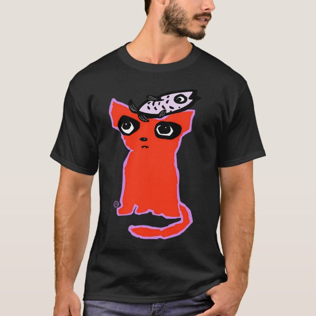 Katze und der Fisch T-Shirt (Vorderseite)