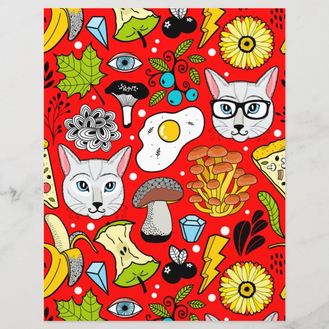 Katze und Ei in Rot (Vorderseite)