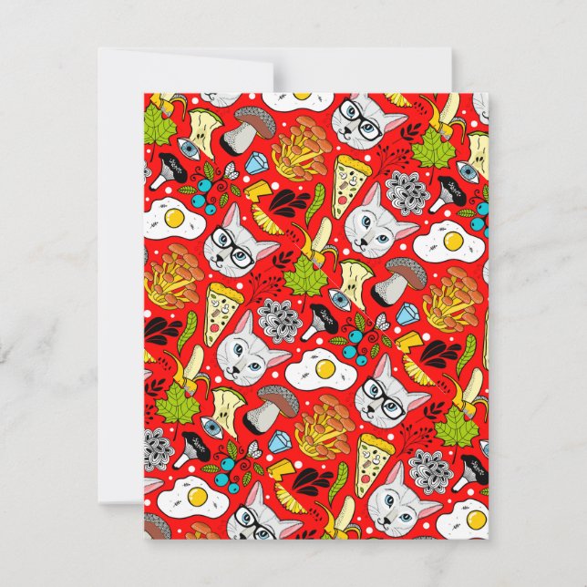 Katze und Ei in Rot (Vorderseite)