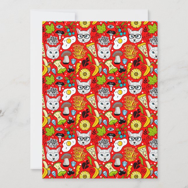 Katze und Ei in Rot (Vorderseite)