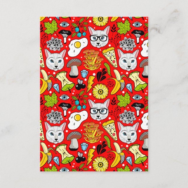 Katze und Ei in Rot Begleitkarte (Vorderseite)