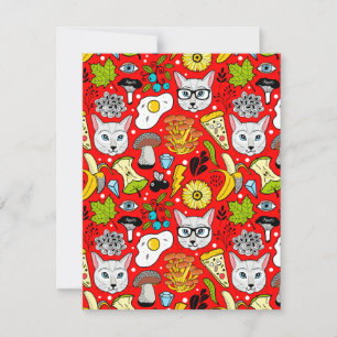 Katze und Ei in Rot Feiertagskarte
