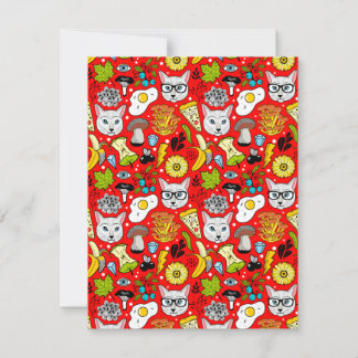 Katze und Ei in Rot Mitteilungskarte