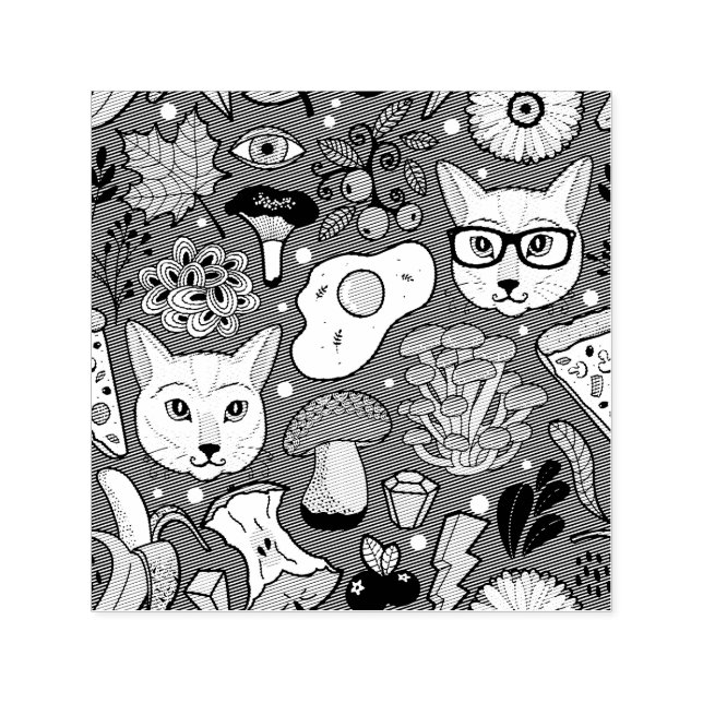 Katze und Ei in Rot Permastempel (Design)