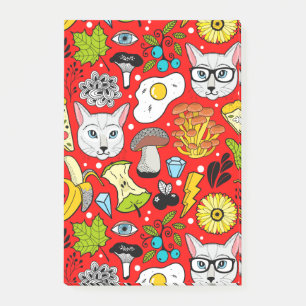 Katze und Ei in Rot Post-it Klebezettel