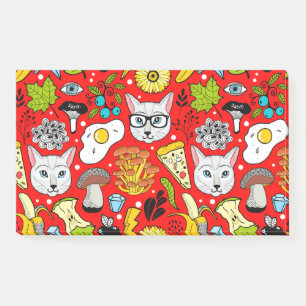 Katze und Ei in Rot Post-it Klebezettel