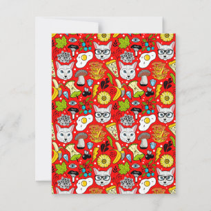 Katze und Ei in Rot Save The Date