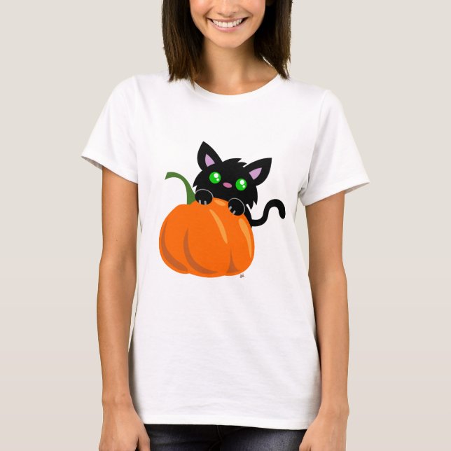 Katze und ein Pumpkin-T - Shirt (Vorderseite)