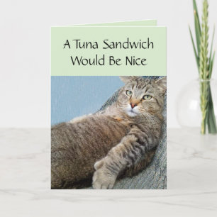 Katze und ein Thunfischsandwich zum Geburtstag Karte