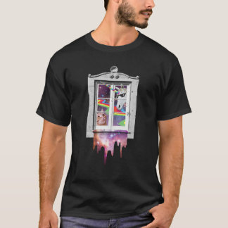 Katze und Einhorn im Weltraum T-Shirt