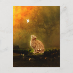Katze und Fairy Postkarte