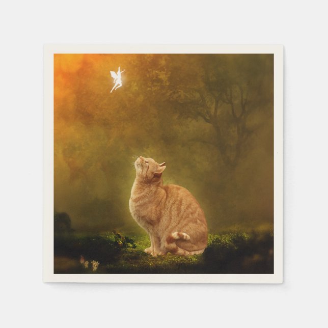 Katze und Fairy Serviette (Vorderseite)