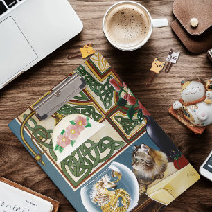 Katze und Fantasy Sea Pferd Klemmbrett