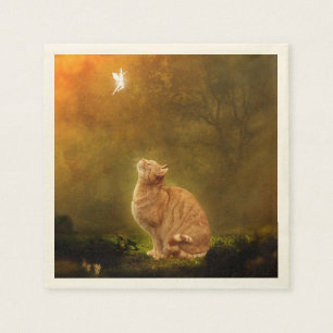 Katze und Fee Serviette